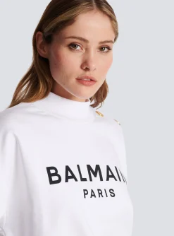 New Eco-responsible Cotton Cropped Sweatshirt With Logo Print Women Sweatshirts