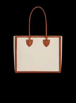 Sale Ecru Canvas B-Army 42 Tote Bag With Brown Leather Panels Women Tote Bags|Shoulder Bags