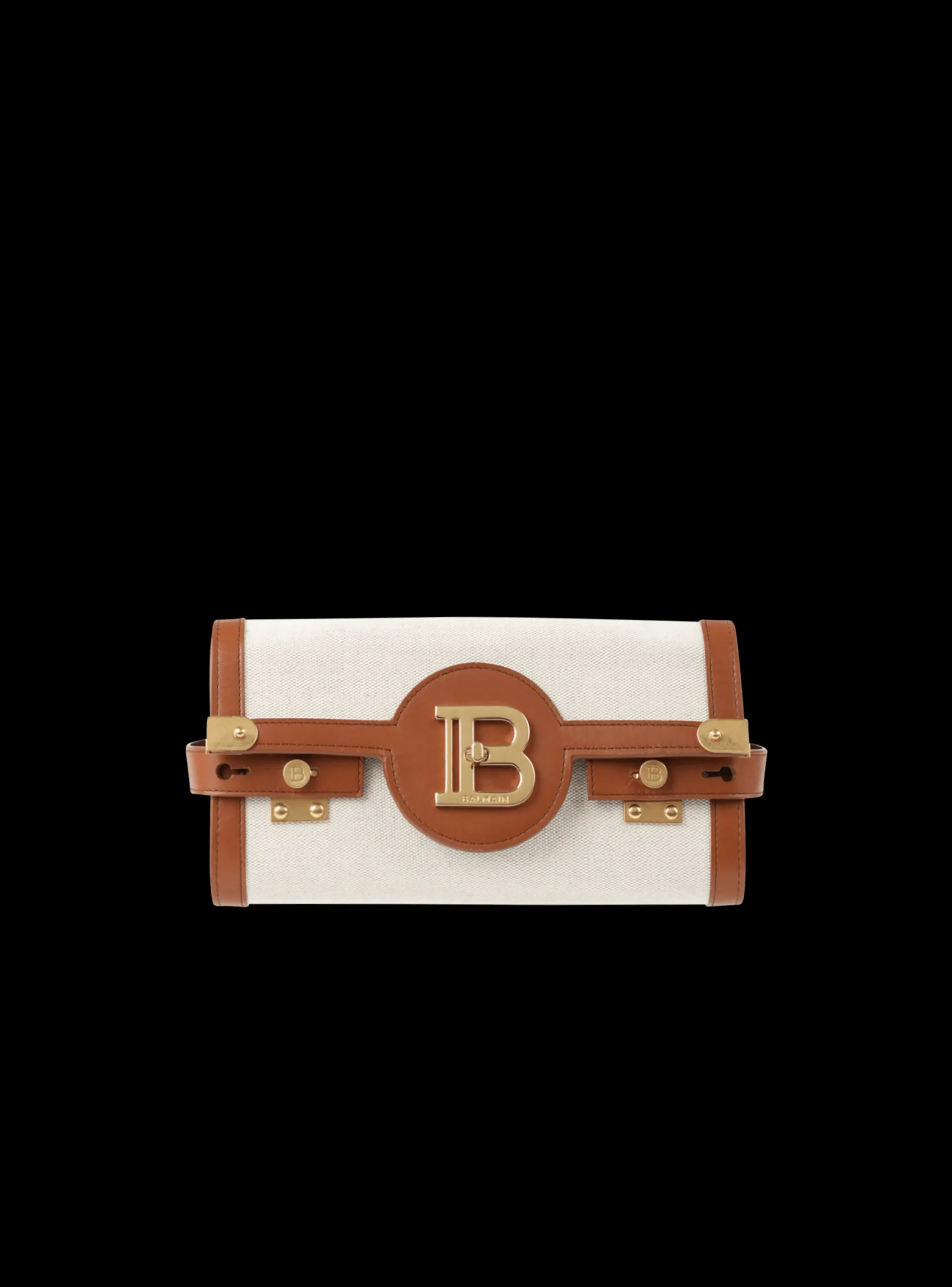 Shop Ecru Canvas B-Buzz 23 Clutch With Brown Leather Panels Women Mini Bags|Crossbody Bags