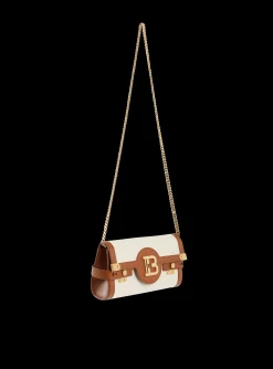 Shop Ecru Canvas B-Buzz 23 Clutch With Brown Leather Panels Women Mini Bags|Crossbody Bags