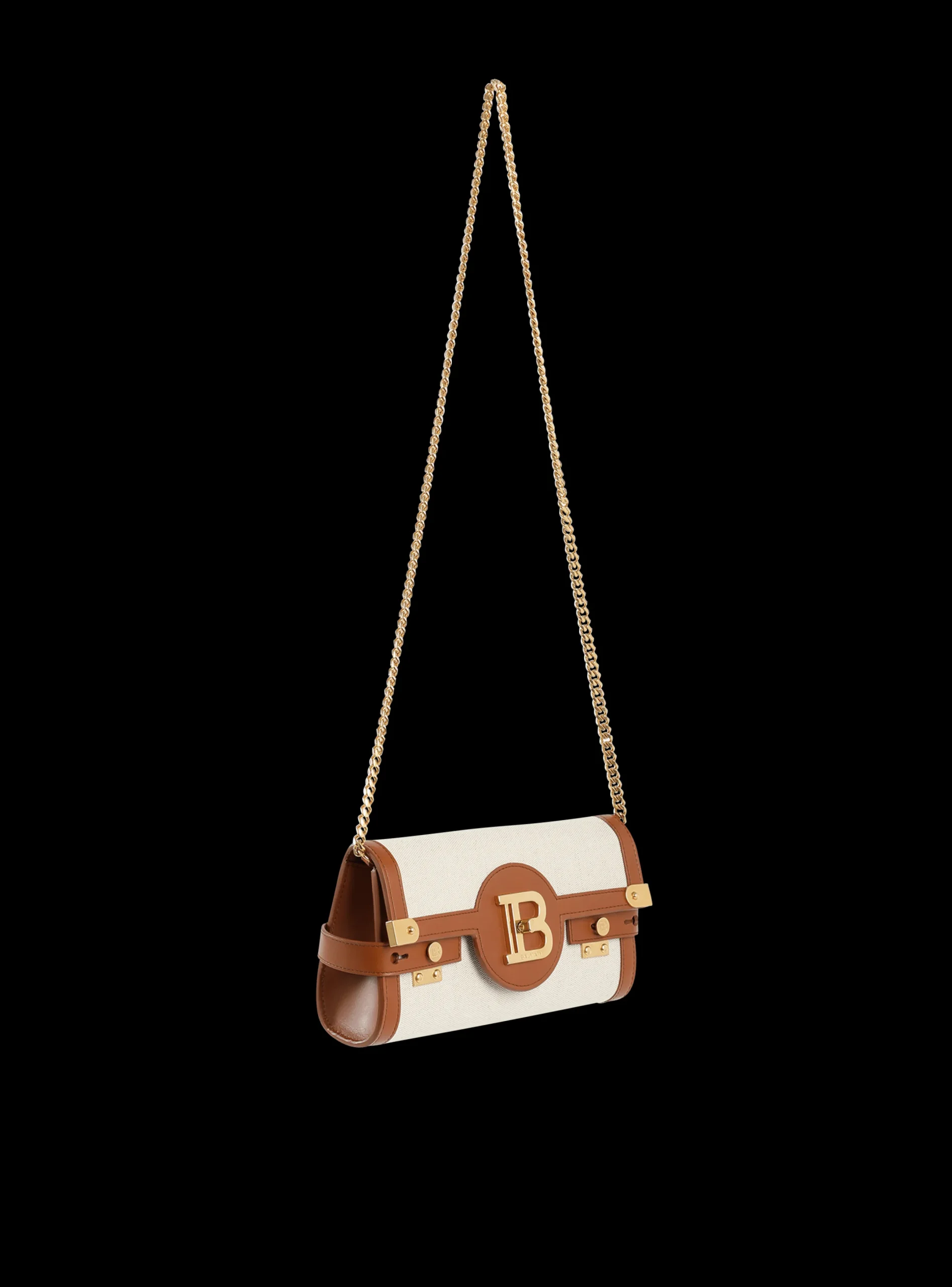 Shop Ecru Canvas B-Buzz 23 Clutch With Brown Leather Panels Women Mini Bags|Crossbody Bags