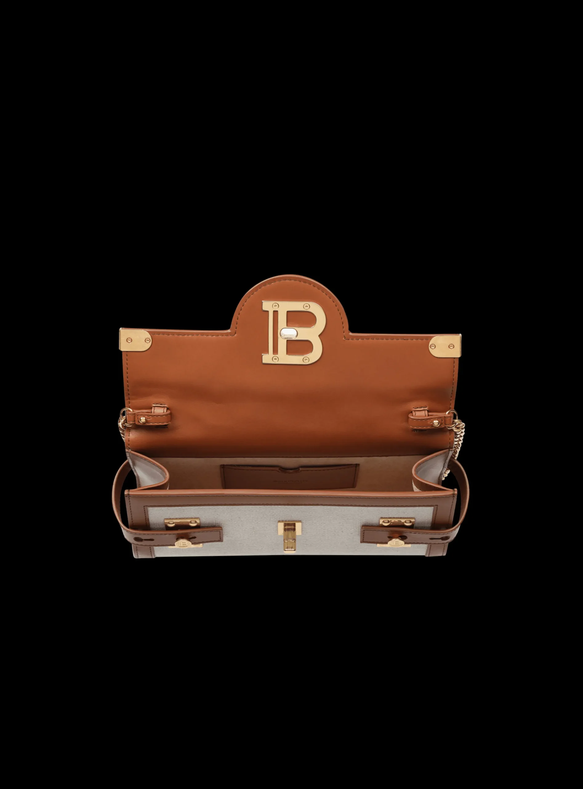 Shop Ecru Canvas B-Buzz 23 Clutch With Brown Leather Panels Women Mini Bags|Crossbody Bags