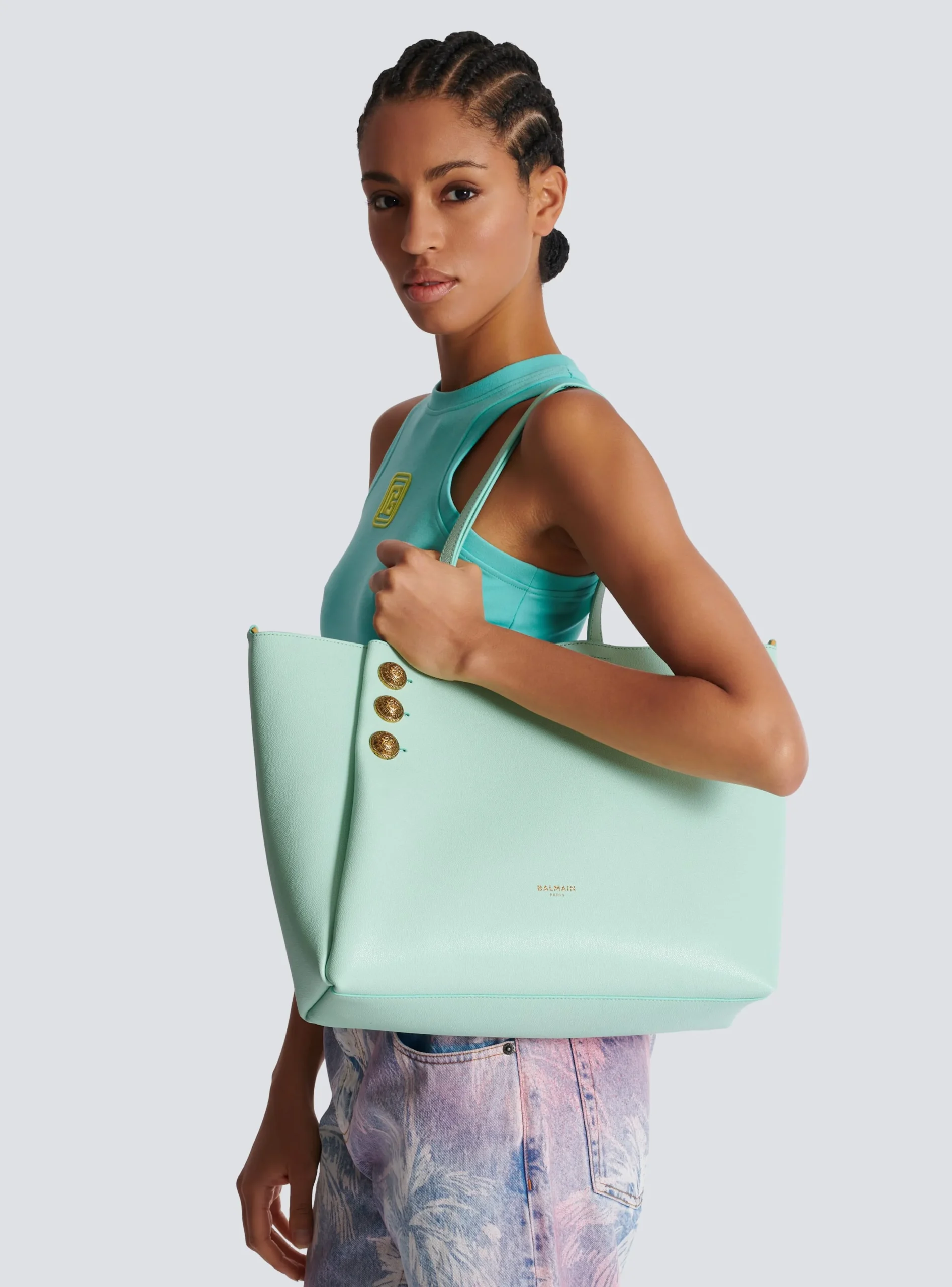 Shop Emblème Grained Calfskin Tote Bag Women Tote Bags|Shoulder Bags
