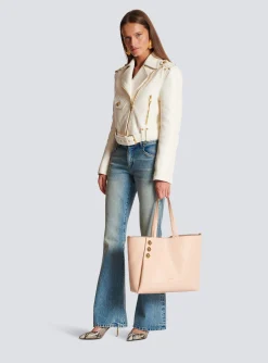 Online Embl&egrave;me Grained Leather Tote Bag Women Tote Bags|Shoulder Bags