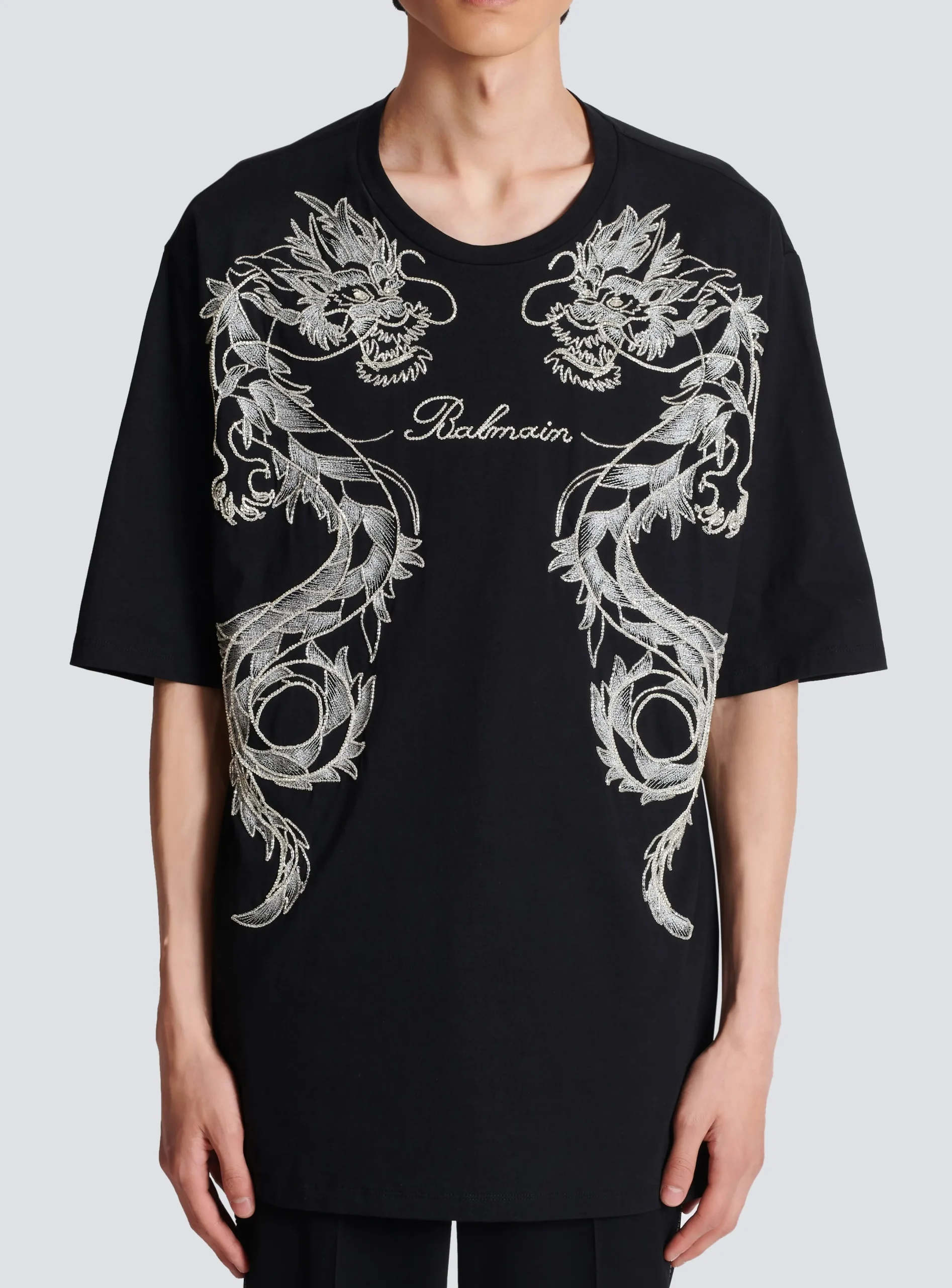 Cheap Embroidered Dragon T-shirt With Rhinestones T-Shirts