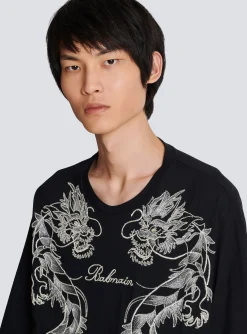 Cheap Embroidered Dragon T-shirt With Rhinestones T-Shirts