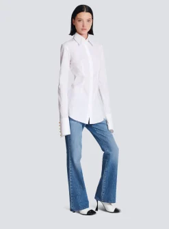Best Sale Fitted Poplin Shirt Women Tops And Shirts