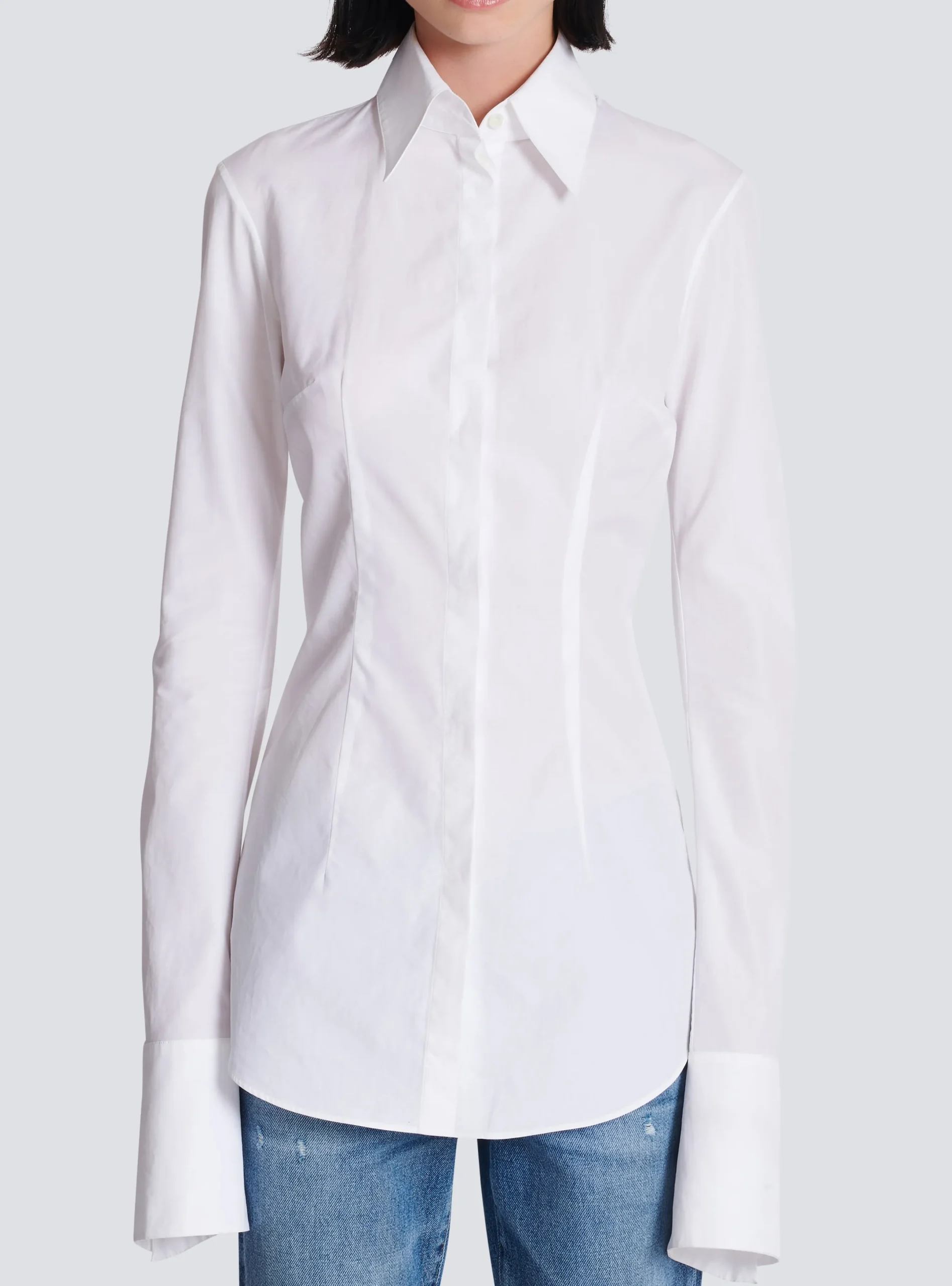 Best Sale Fitted Poplin Shirt Women Tops And Shirts
