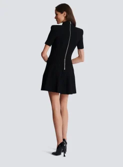 New Flared Knit Dress With Buttons Women Dresses