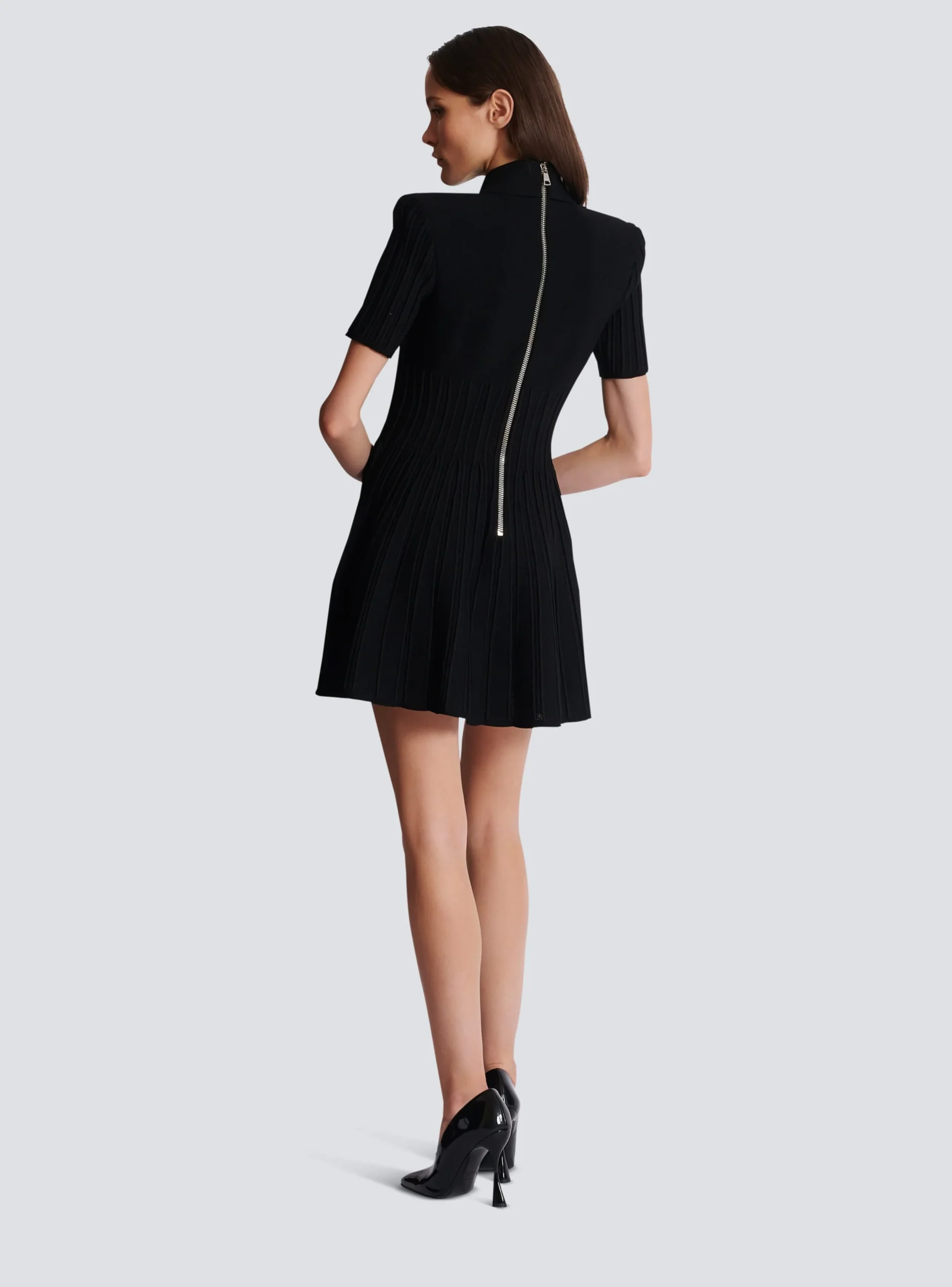 New Flared Knit Dress With Buttons Women Dresses