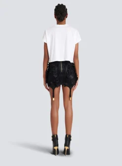 Flash Sale Flocked Paris Cropped T-Shirt Women T-Shirts