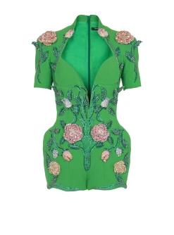 Flash Sale Flower-embroidered Playsuit Women Trousers And Shorts