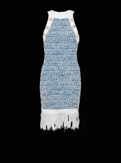 Flash Sale Fringed Denim Tweed Dress Women Dresses