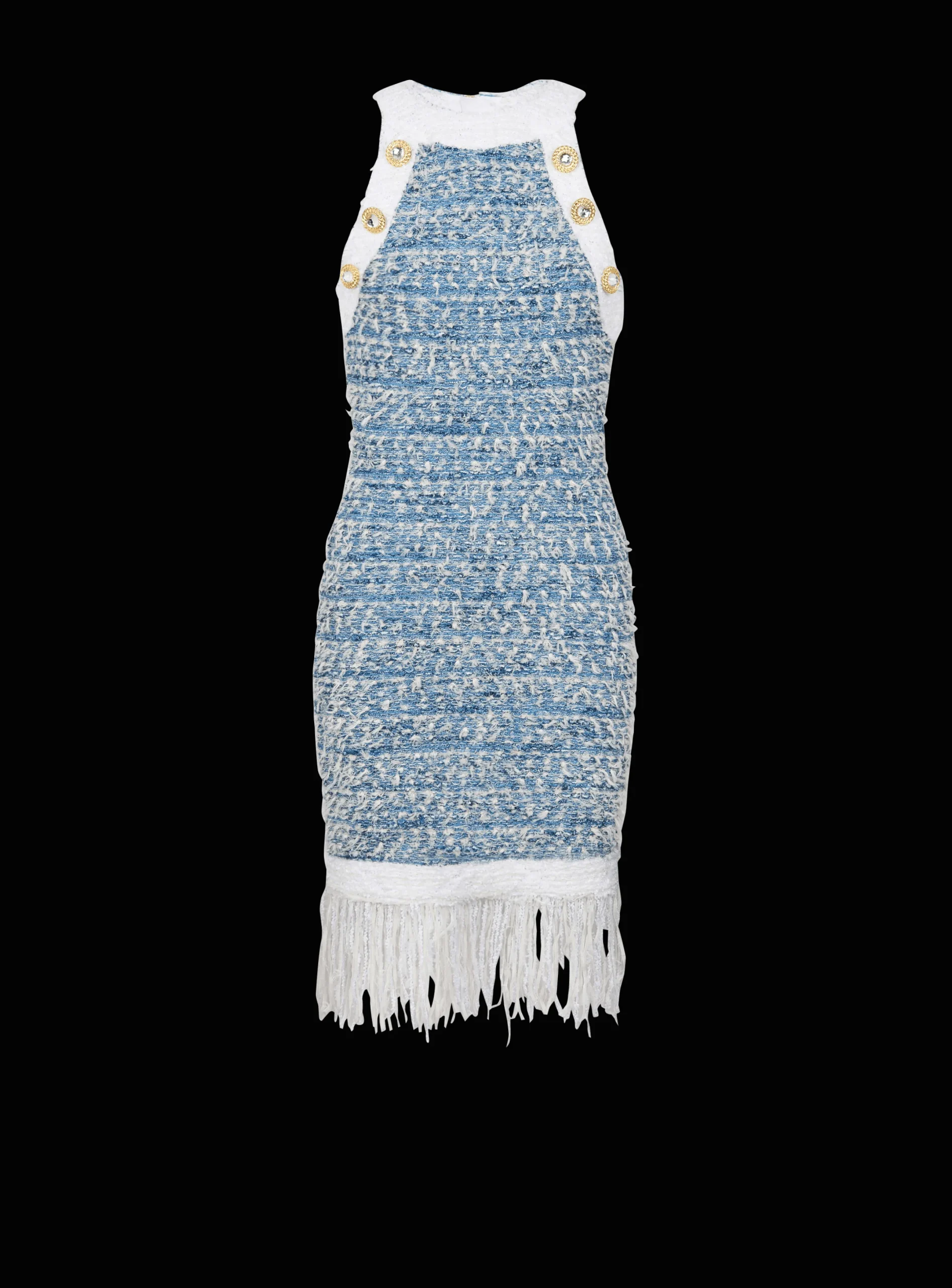 Flash Sale Fringed Denim Tweed Dress Women Dresses