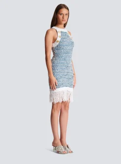 Flash Sale Fringed Denim Tweed Dress Women Dresses