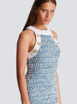 Flash Sale Fringed Denim Tweed Dress Women Dresses