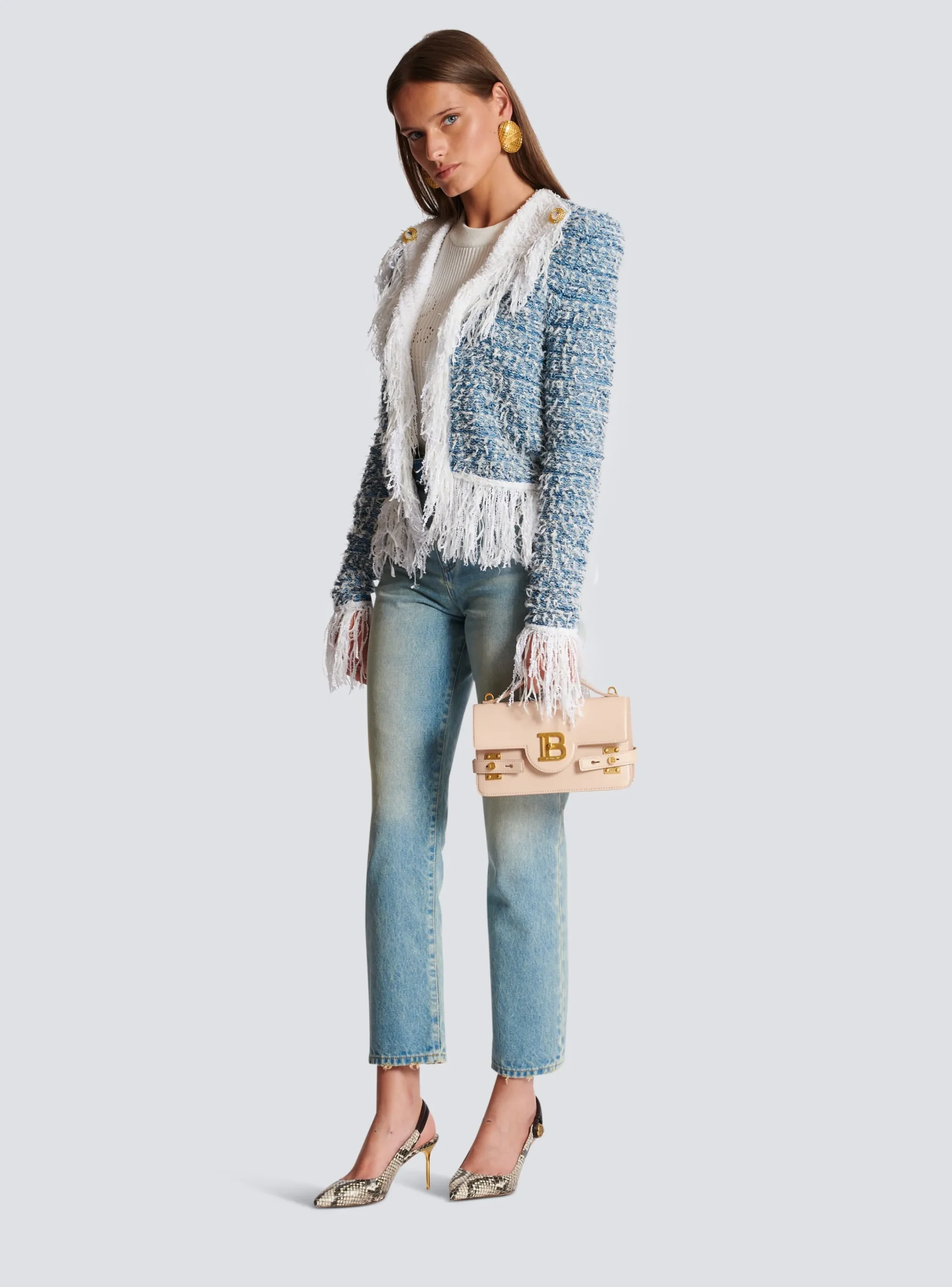 New Fringed Denim Tweed Jacket Women Denim|Jackets And Blazers