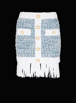 Sale Fringed Denim Tweed Skirt Women Skirts