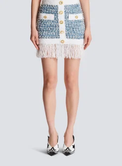 Sale Fringed Denim Tweed Skirt Women Skirts