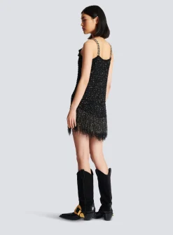 Sale Fringed Lurex Tweed Dress Women Dresses
