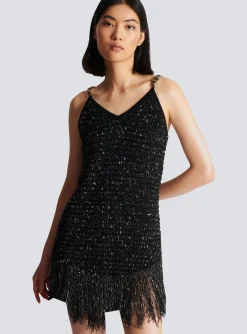 Sale Fringed Lurex Tweed Dress Women Dresses
