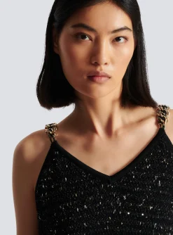Sale Fringed Lurex Tweed Dress Women Dresses