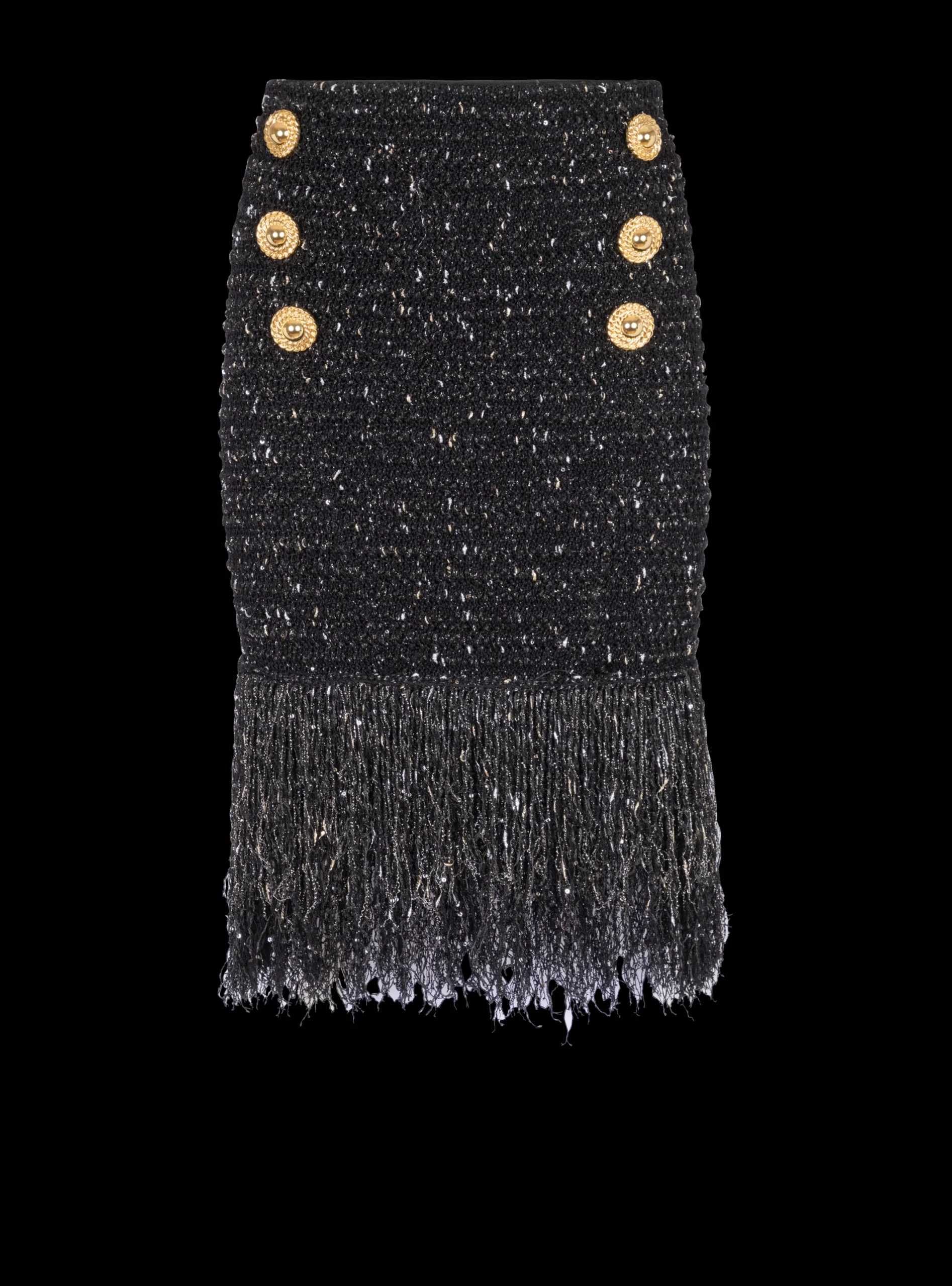 Outlet Fringed Lurex Tweed Skirt Women Skirts