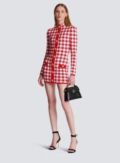 Shop Gingham Fine Knit Dress Women Knitwear|Dresses