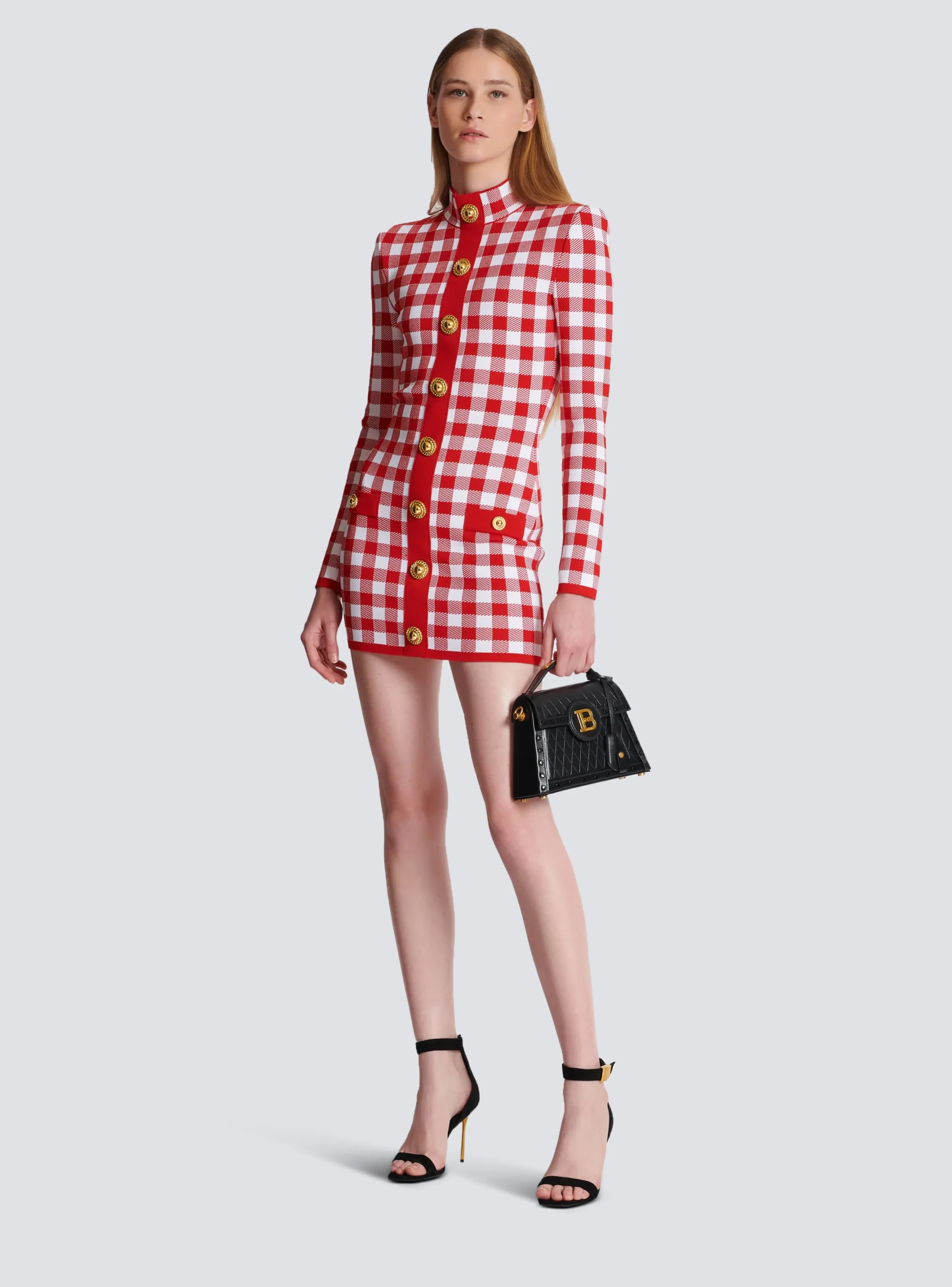 Shop Gingham Fine Knit Dress Women Knitwear|Dresses