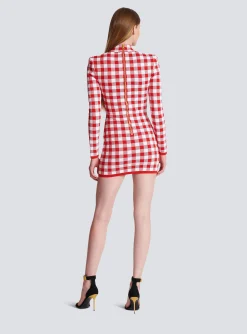 Shop Gingham Fine Knit Dress Women Knitwear|Dresses