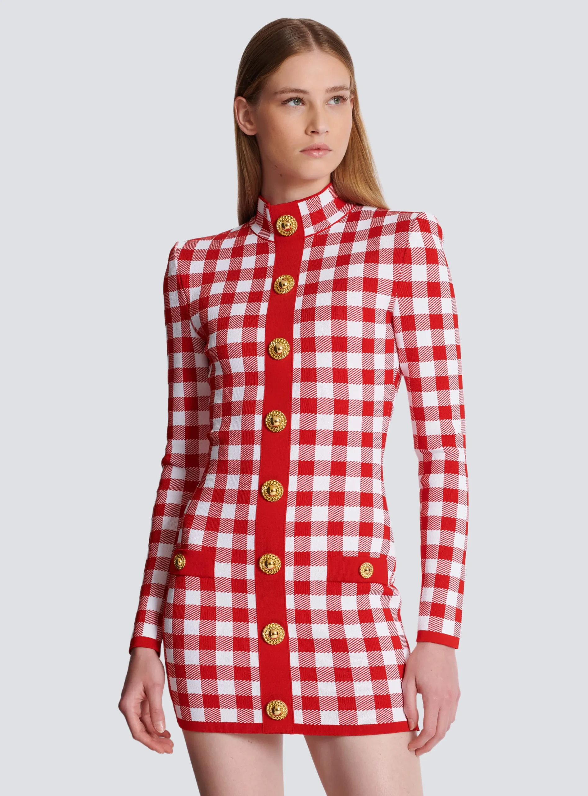 Shop Gingham Fine Knit Dress Women Knitwear|Dresses
