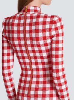 Shop Gingham Fine Knit Dress Women Knitwear|Dresses