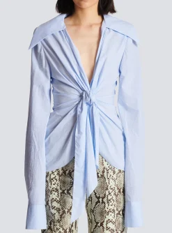 New Gingham Tie Shirt Women Tops And Shirts