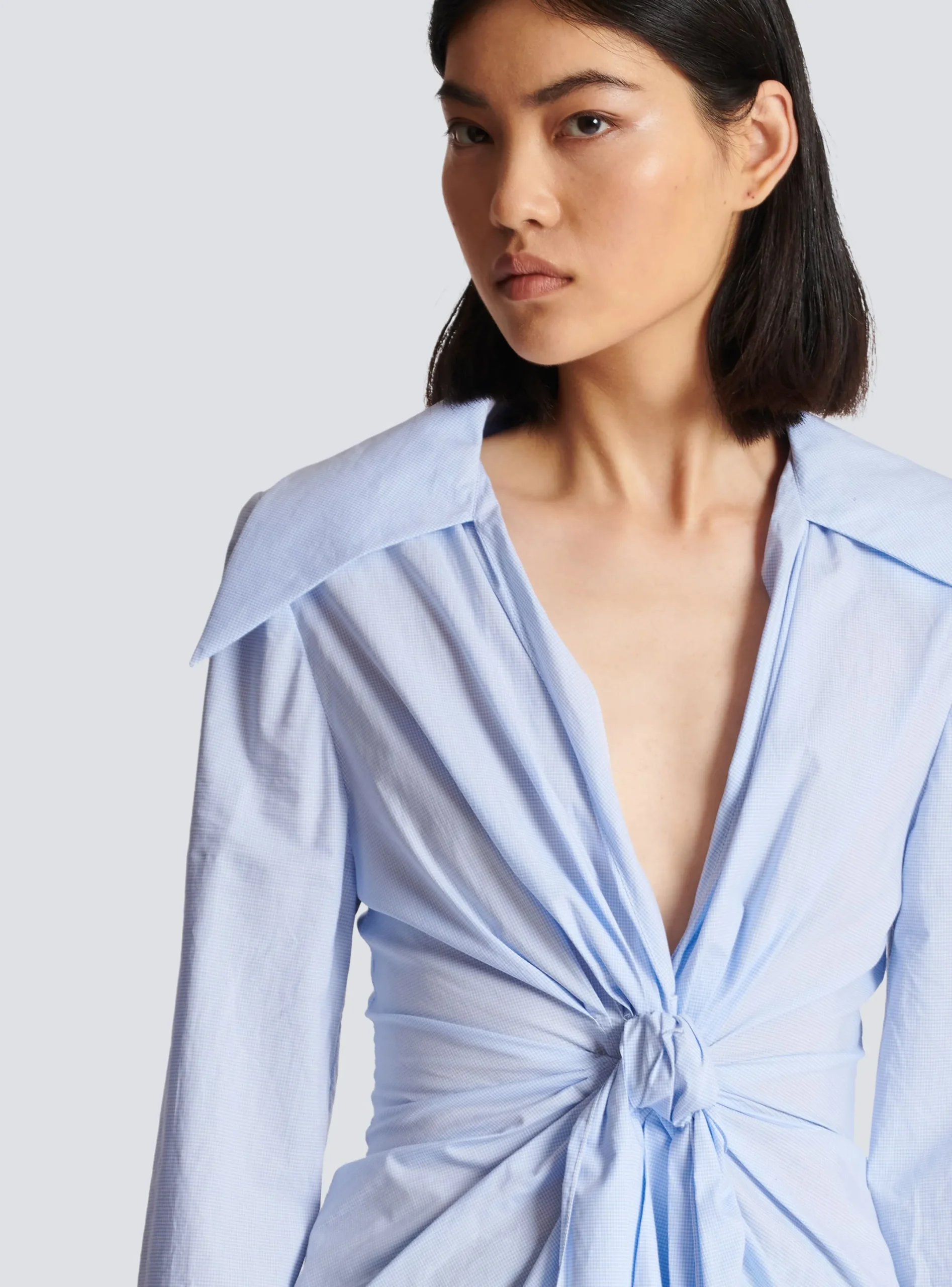 New Gingham Tie Shirt Women Tops And Shirts