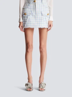 Best Gingham Tweed A-line Skirt Women Skirts