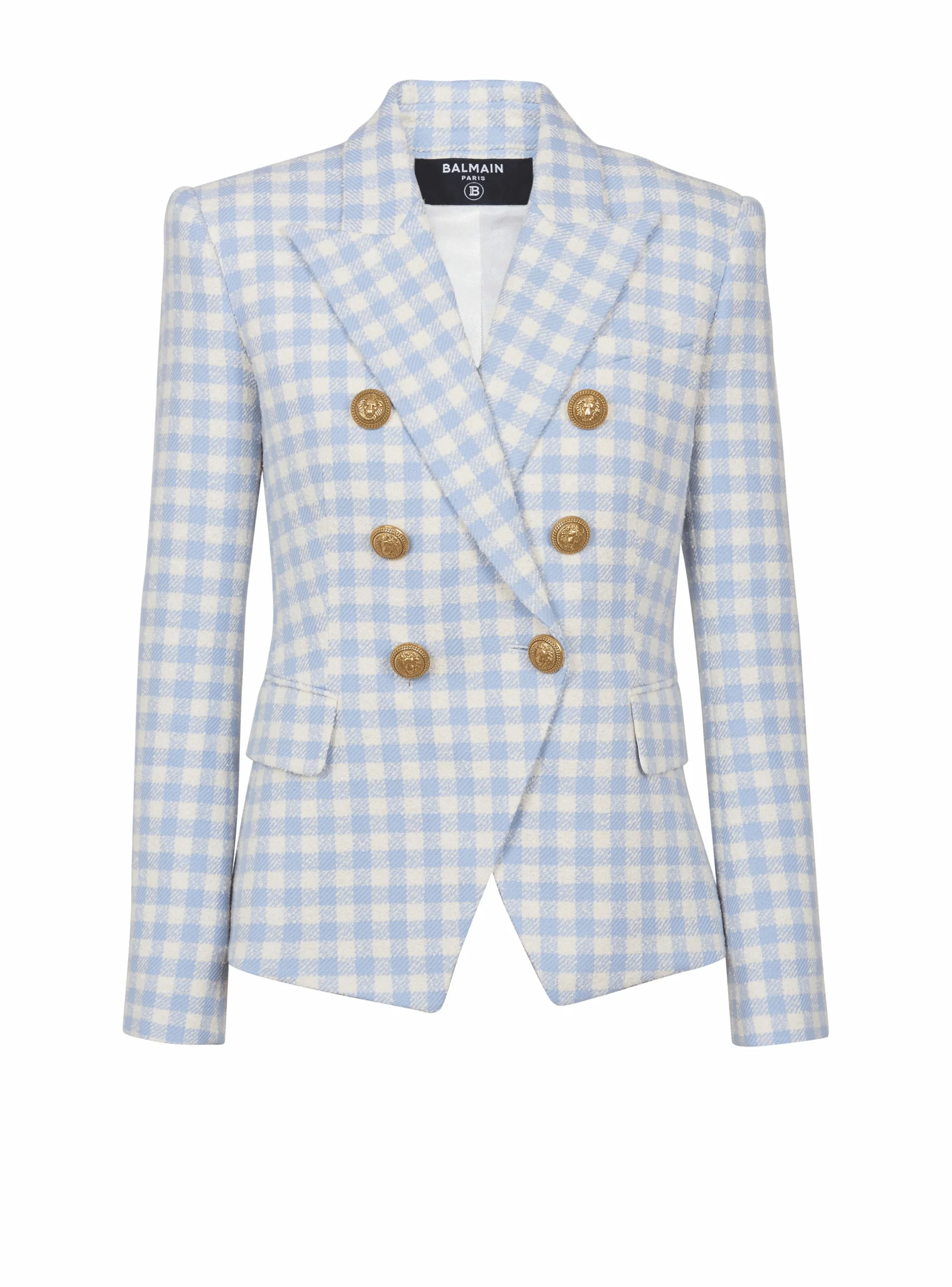 Shop Gingham Tweed 6-button Jacket Women Jackets And Blazers