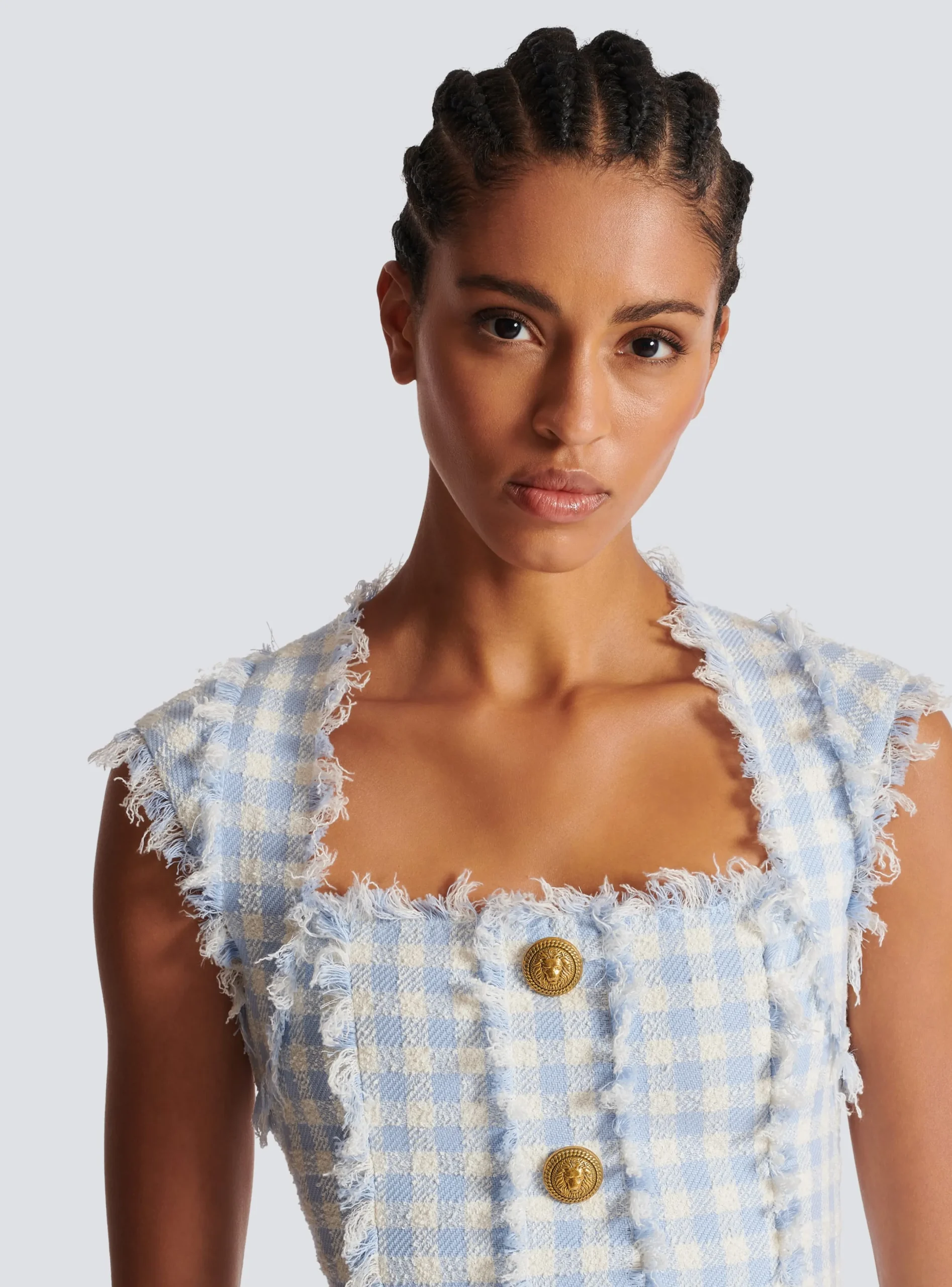 Cheap Gingham Tweed Dress Women Dresses