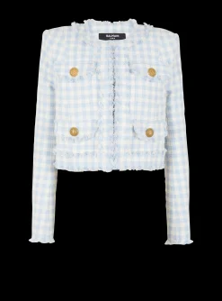 Flash Sale Gingham Tweed Jacket Women Jackets And Blazers
