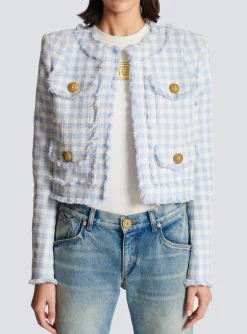 Flash Sale Gingham Tweed Jacket Women Jackets And Blazers