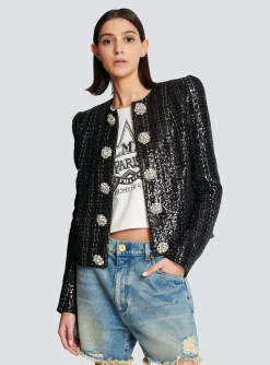 Online Glittery Tweed Jacket Women Jackets And Blazers