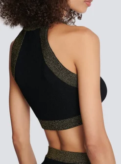Hot Gold-trimmed Knit Crop Top Women Knitwear|Tops And Shirts
