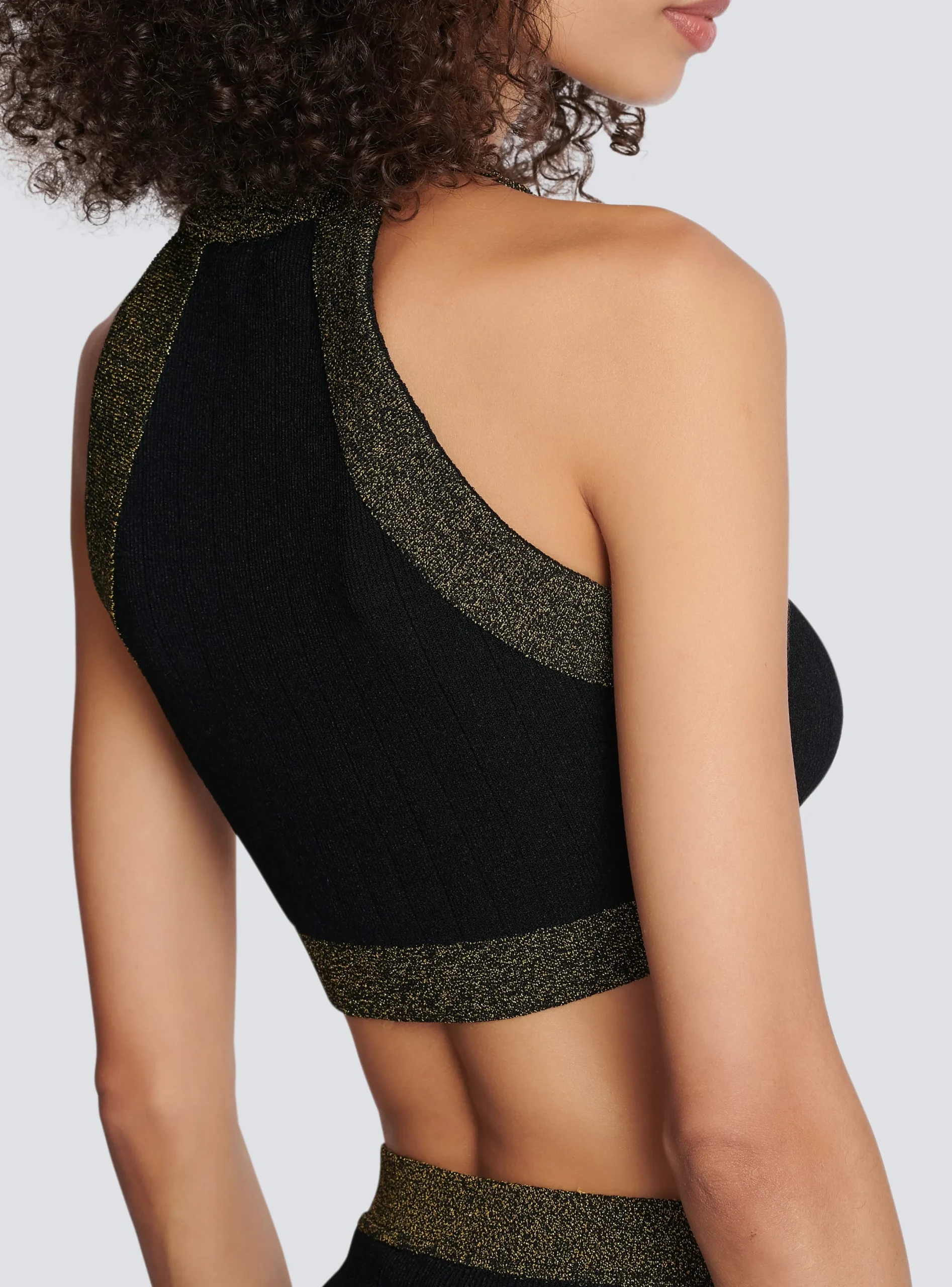 Hot Gold-trimmed Knit Crop Top Women Knitwear|Tops And Shirts