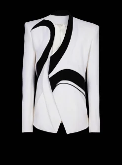 Clearance Graphic Double Crepe Blazer With Inserts Jackets And Blazers