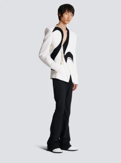 Clearance Graphic Double Crepe Blazer With Inserts Jackets And Blazers
