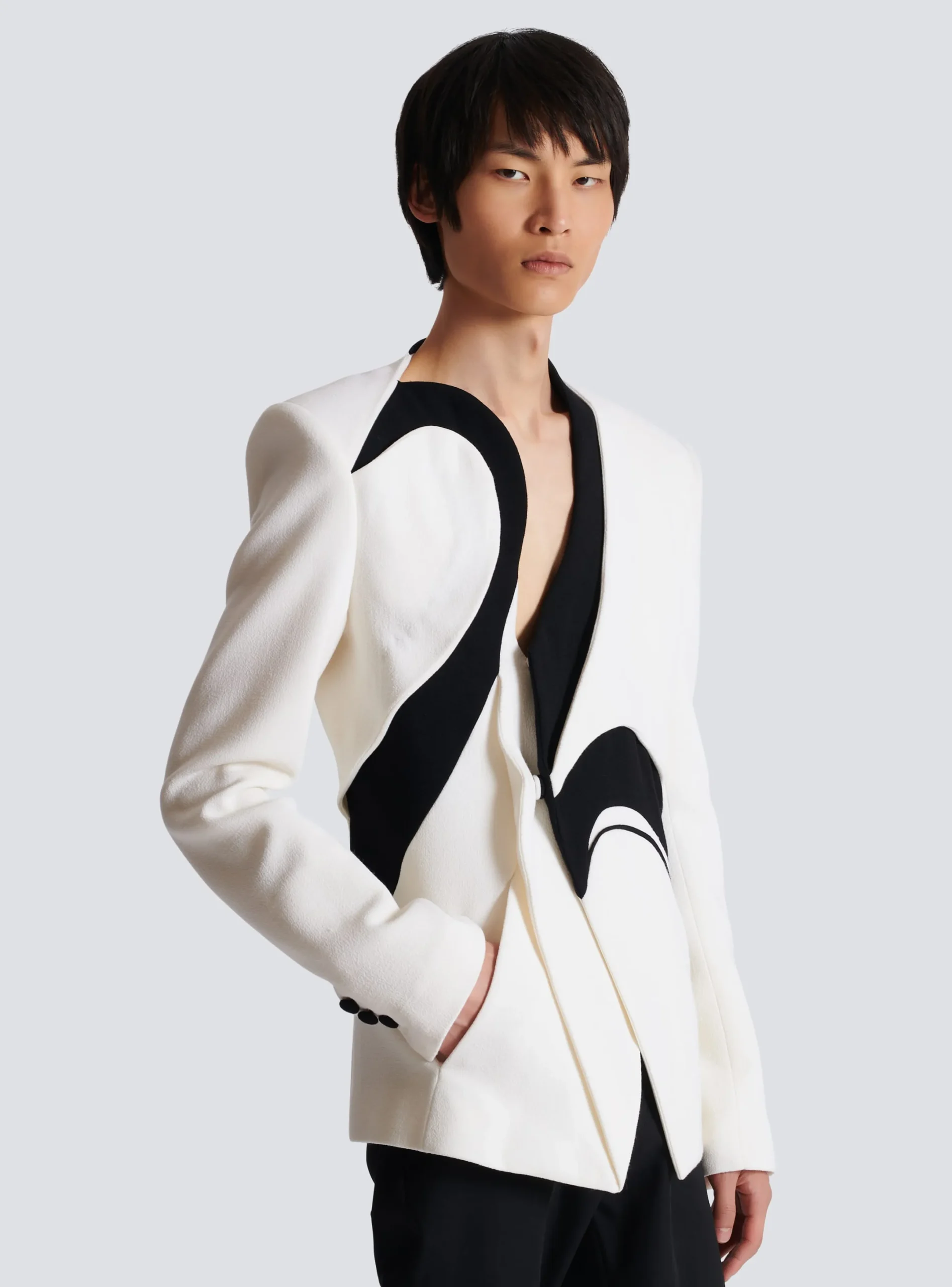 Clearance Graphic Double Crepe Blazer With Inserts Jackets And Blazers