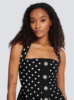 Outlet Halterneck Dress In A Polka-dot Jacquard Knit Women Knitwear|Dresses
