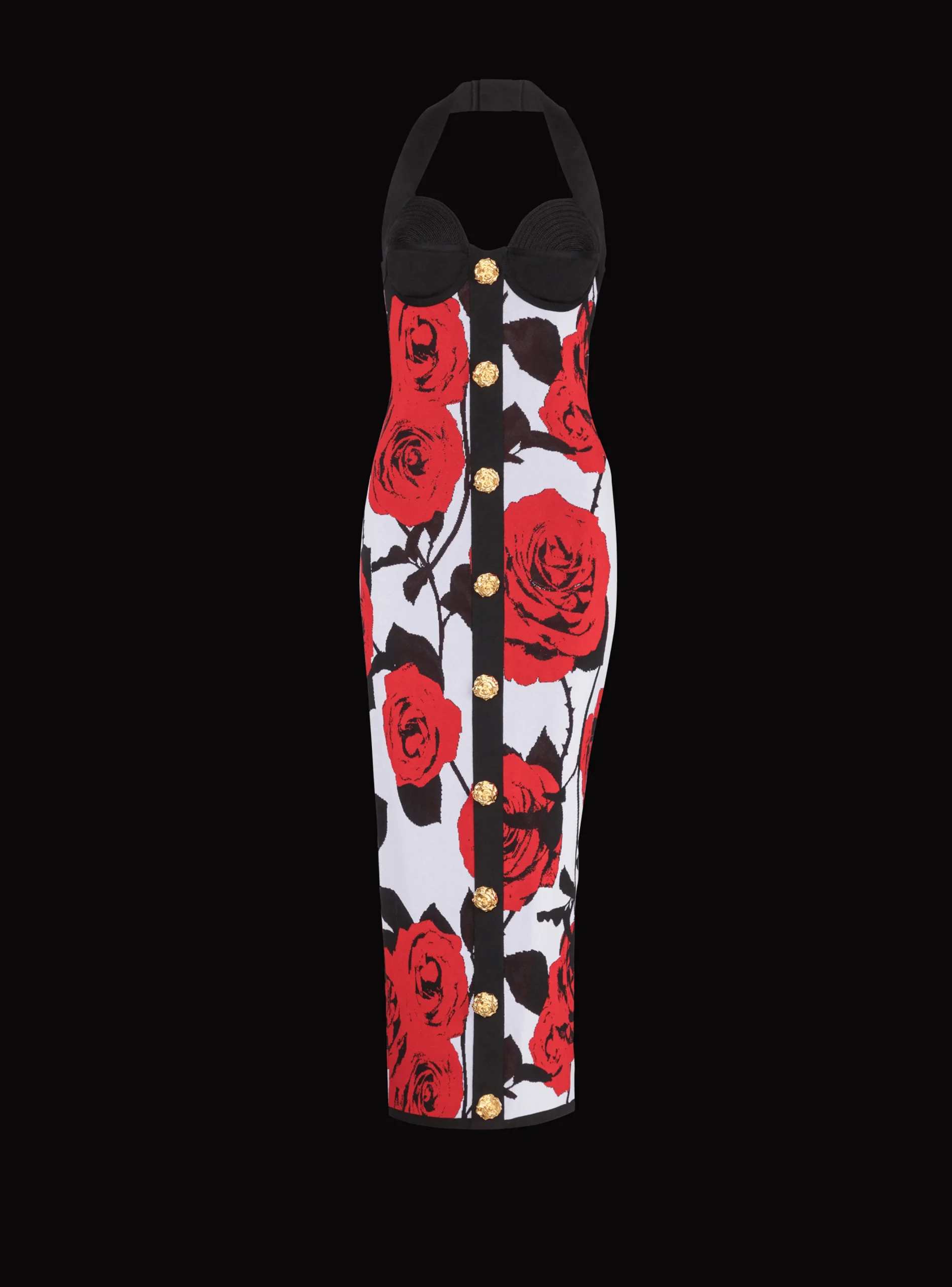 Cheap Halterneck Dress In Roses Jacquard Knit Women Dresses|Knitwear