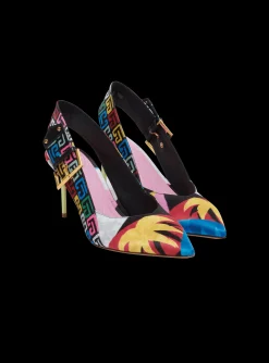 Sale Heeled Ruby Slingbacks In Printed Satin Women Boots|High Heels & Pumps