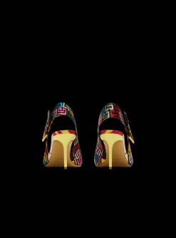 Sale Heeled Ruby Slingbacks In Printed Satin Women Boots|High Heels & Pumps
