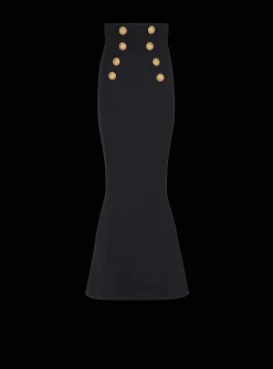 Shop High-waisted Long Skirt With Buttons Women Skirts